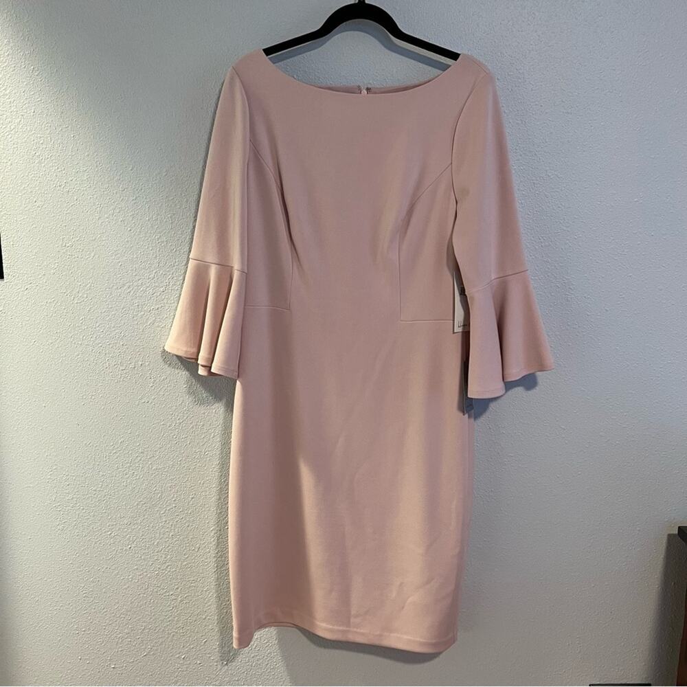 New Harper Rose Blush Mauve Pink Knee Length Bell Sleeve Dress Women's size 14